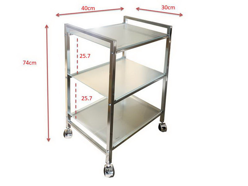 Glass Serving Cart, Display Shelving Unit for Bathroom, Kitchen, Office