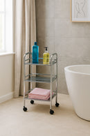 Lucy 3 Tier Storage Trolley for Hair Salon/Office/Bathroom-Silver
