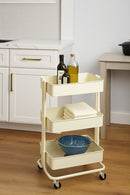 Lena 3-Tier Storage Rolling Cart, For Office/Beauty Salon/Home,Vanilla