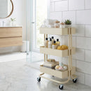 Lena 3-Tier Storage Rolling Cart, For Office/Beauty Salon/Home,Vanilla