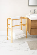 Kassi Bamboo Free Standing Towel Rack W/Bottom Shelf