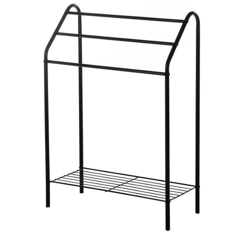 Freestanding Towel Rack With Bottom Shelf,Black