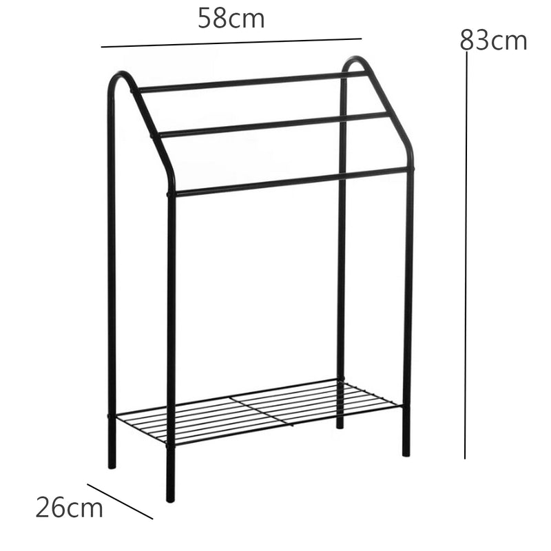 Freestanding Towel Rack With Bottom Shelf,Black