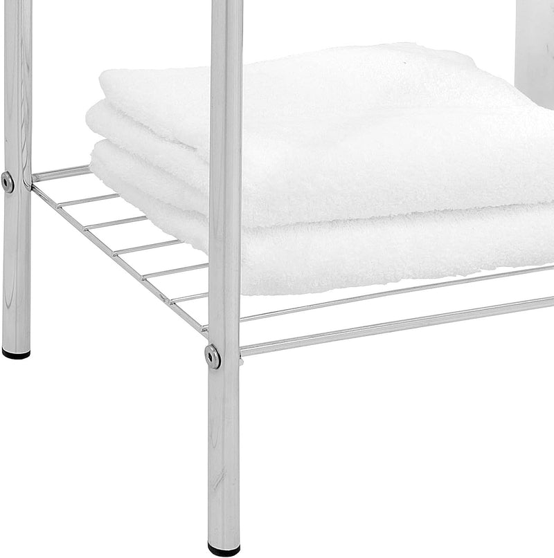 Freestanding Towel Rack With Bottom Shelf,Chrome