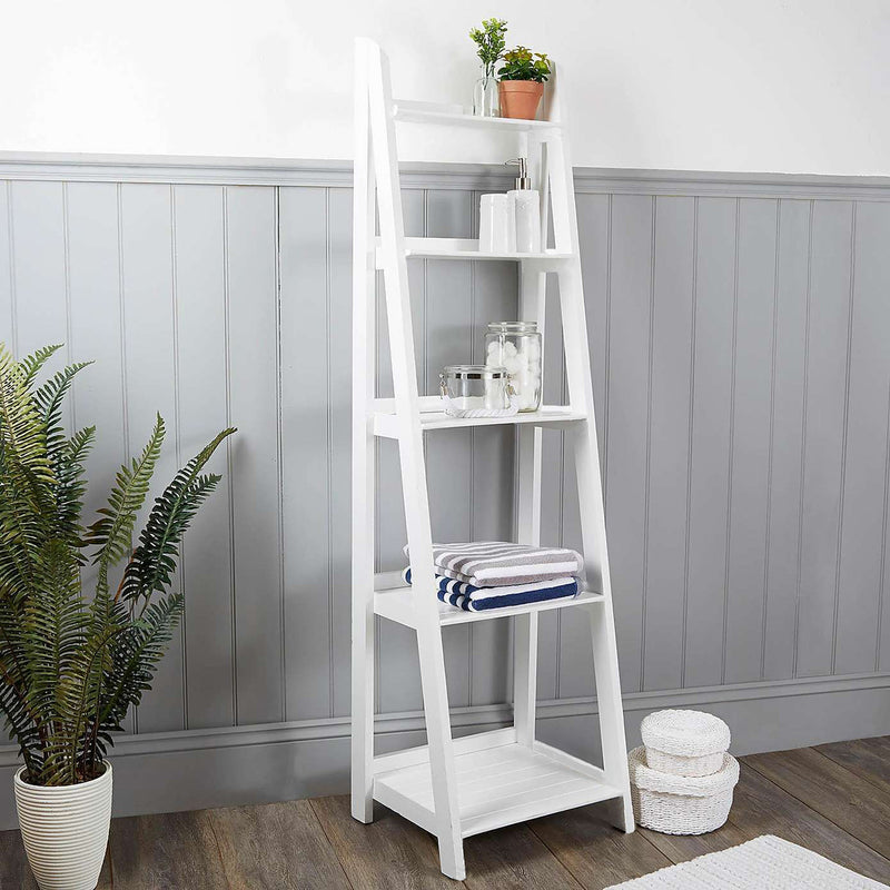 Free Standing 5-Tier Ladder Bookshelf/Display Shelf,White