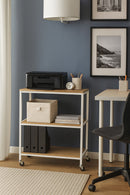 3 Tiers Storage Trolley On Wheels With Wooden Shelves