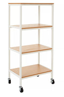4 Tiers Storage Trolley On Wheels With Wooden Shelves