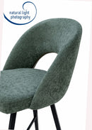 Set Of 2 Lincoln Swivel Barstool w Padded Seat and Black Base-Green Linen,BST20GN - Aspect Furniture Store