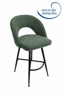 Set Of 2 Lincoln Swivel Barstool w Padded Seat and Black Base-Green Linen,BST20GN - Aspect Furniture Store