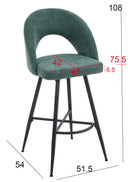 Set Of 2 Lincoln Swivel Barstool w Padded Seat and Black Base-Green Linen,BST20GN - Aspect Furniture Store