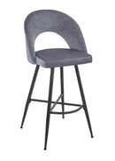 Set Of 2 Lincoln Swivel Barstool w Padded Seat and Black Base-Grey Linen,BST20GY - Aspect Furniture Store