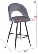 Set Of 2 Lincoln Swivel Barstool w Padded Seat and Black Base-Grey Linen,BST20GY - Aspect Furniture Store