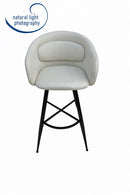Set Of 2 Skylar Upholstered Swivel Barstool,Black Metal Legs-Cream Linen,BST21CR - Aspect Furniture Store