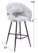 Set Of 2 Skylar Upholstered Swivel Barstool,Black Metal Legs-Cream Linen,BST21CR - Aspect Furniture Store