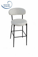 Set Of 2 Charlotte Kitchen Counter Stools with Curved Back and Footrest,Black Metal Legs-Cream Velvet,BST22C - Aspect Furniture Store