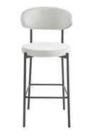 Set Of 2 Charlotte Kitchen Counter Stools with Curved Back and Footrest,Black Metal Legs-Cream Velvet,BST22C - Aspect Furniture Store