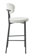 Set Of 2 Charlotte Kitchen Counter Stools with Curved Back and Footrest,Black Metal Legs-Cream Velvet,BST22C - Aspect Furniture Store