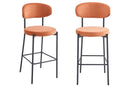Set Of 2 Charlotte Kitchen Counter Stools with Curved Back and Footrest,Black Metal Legs-Burnt Orange Velvet,BST22OR - Aspect Furniture Store