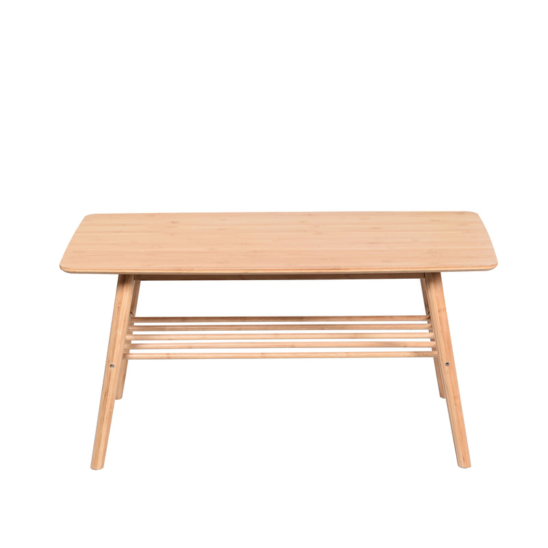 Nikko Bamboo Coffee Table With Shelf,Natural Bamboo