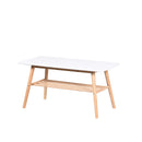 Nikko Bamboo Coffee Table With Shelf,White/Bamboo