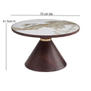Hattie Round Walnut Sintered Stone Coffee Table,70cm Dia,Pandora/Walnut - Aspect Furniture Store