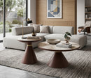 Hattie Round Walnut Sintered Stone Side Table,50cm Dia,Pandora/Walnut - Aspect Furniture Store