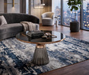 Ophelia Modern Glam Pleated Black Glass Coffee Table With Gold Iron Rim, 70 Dia cm - Aspect Furniture Store