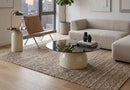 Frankie Modern Glass Top Circle Center Coffee Table,Smoke Grey/Beige,80cm Dia - Aspect Furniture Store