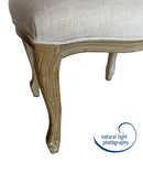 French style Jade Dressing Table Stool , White Washed Wood, Beige Cushion,CH081BG - Aspect Furniture Store