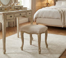 French style Jade Dressing Table Stool , White Washed Wood, Beige Cushion - Aspect Furniture Store