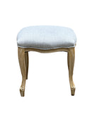 French style Jade Dressing Table Stool , White Washed Wood, Grey Cushion - Aspect Furniture Store