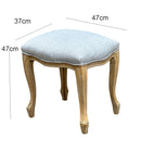 French style Jade Dressing Table Stool , White Washed Wood, Grey Cushion - Aspect Furniture Store