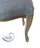 French style Jade Dressing Table Stool , White Washed Wood, Grey Cushion,CH081GY - Aspect Furniture Store