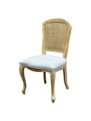 French Style Solid Wood Frame Rattan Back Lillie Dining Chair,Set Of 2-Grey Linen - Aspect Furniture Store