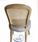 French Style Solid Wood Frame Rattan Back Lillie Dining Chair,Set Of 2-Grey Linen,CH083GYW - Aspect Furniture Store
