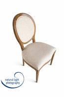 Set of 2 Reiss French Country Dining Chairs, Beige Upholstered Solid Wood Chairs,Beige Linen,CH084BGD - Aspect Furniture Store