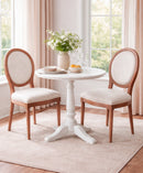 Set of 2 Reiss French Country Dining Chairs, Beige Upholstered Solid Wood Chairs,Beige Linen,CH084BGD - Aspect Furniture Store