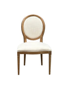 Set of 2 Reiss French Country Dining Chairs, Beige Upholstered Solid Wood Chairs,Beige Linen,CH084BGD - Aspect Furniture Store