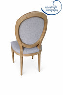 Set of 2 Reiss French Country Dining Chairs, Grey Upholstered Solid Wood Chairs,-Grey Linen,CH084GYW - Aspect Furniture Store
