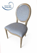Set of 2 Reiss French Country Dining Chairs, Grey Upholstered Solid Wood Chairs,-Grey Linen,CH084GYW - Aspect Furniture Store