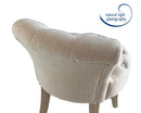Maddie Dressing Table Stool With Back, White Washed Wood, Beige Cushion,CH085BG - Aspect Furniture Store