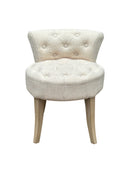 Maddie Dressing Table Stool With Back, White Washed Wood, Beige Cushion - Aspect Furniture Store