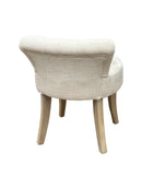 Maddie Dressing Table Stool With Back, White Washed Wood, Beige Cushion - Aspect Furniture Store