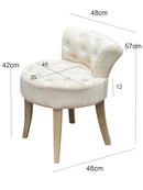 Maddie Dressing Table Stool With Back, White Washed Wood, Beige Cushion,CH085BG - Aspect Furniture Store