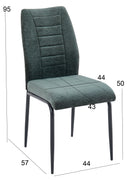Set Of 2 Anna Upholstered Dining Chairs Black Metal Legs,Green Fabric-CH79GN - Aspect Furniture Store
