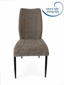 Set Of 2 Anna Upholstered Dining Chairs Black Metal Legs,Light Brown Fabric-CH79LBR - Aspect Furniture Store