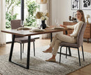 Set Of 2 Anna Upholstered Dining Chairs Black Metal Legs,Light Brown Fabric-CH79LBR - Aspect Furniture Store