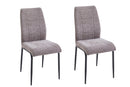 Set Of 2 Anna Upholstered Dining Chairs Black Metal Legs,Light Brown Fabric-CH79LBR - Aspect Furniture Store