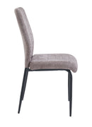 Set Of 2 Anna Upholstered Dining Chairs Black Metal Legs,Light Brown Fabric-CH79LBR - Aspect Furniture Store