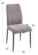 Set Of 2 Anna Upholstered Dining Chairs Black Metal Legs,Light Brown Fabric-CH79LBR - Aspect Furniture Store